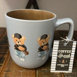 Sunday Morning Retro Style TEDDY BEARS In Blue Jeans Mug Blue Bears NEW